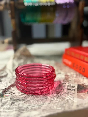 Cherry Red 6mm Jelly Glass Bangle Box of 4