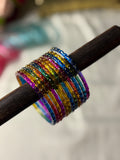 Multicolour Raindrop Glass Bangle Box of 6