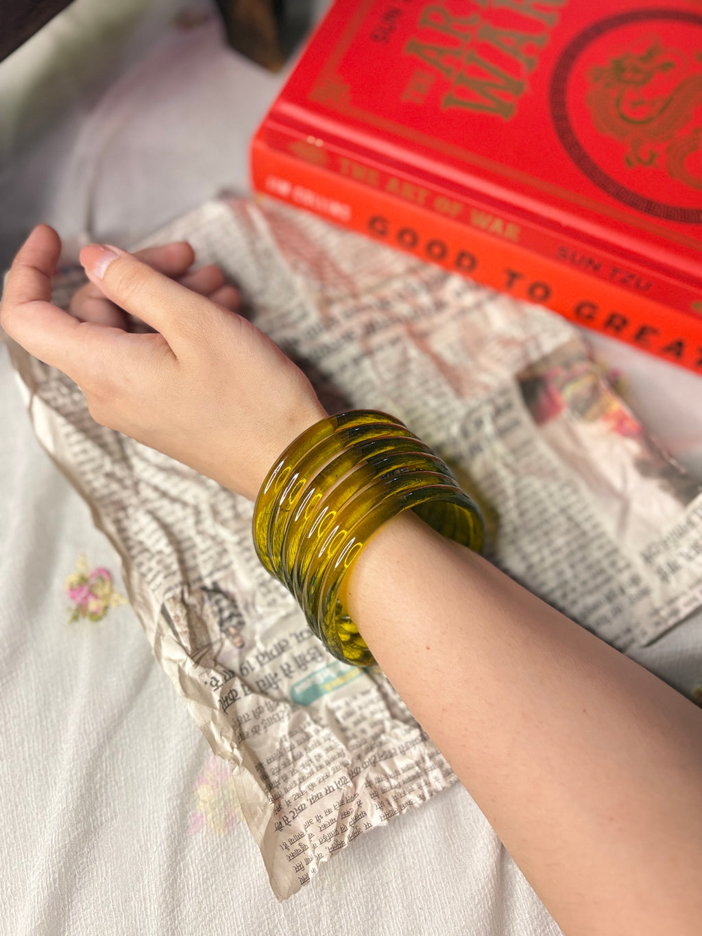 Amber 6mm Jelly Glass Bangle Box of 4