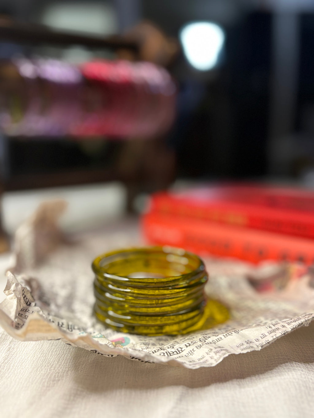 Amber 6mm Jelly Glass Bangle Box of 4