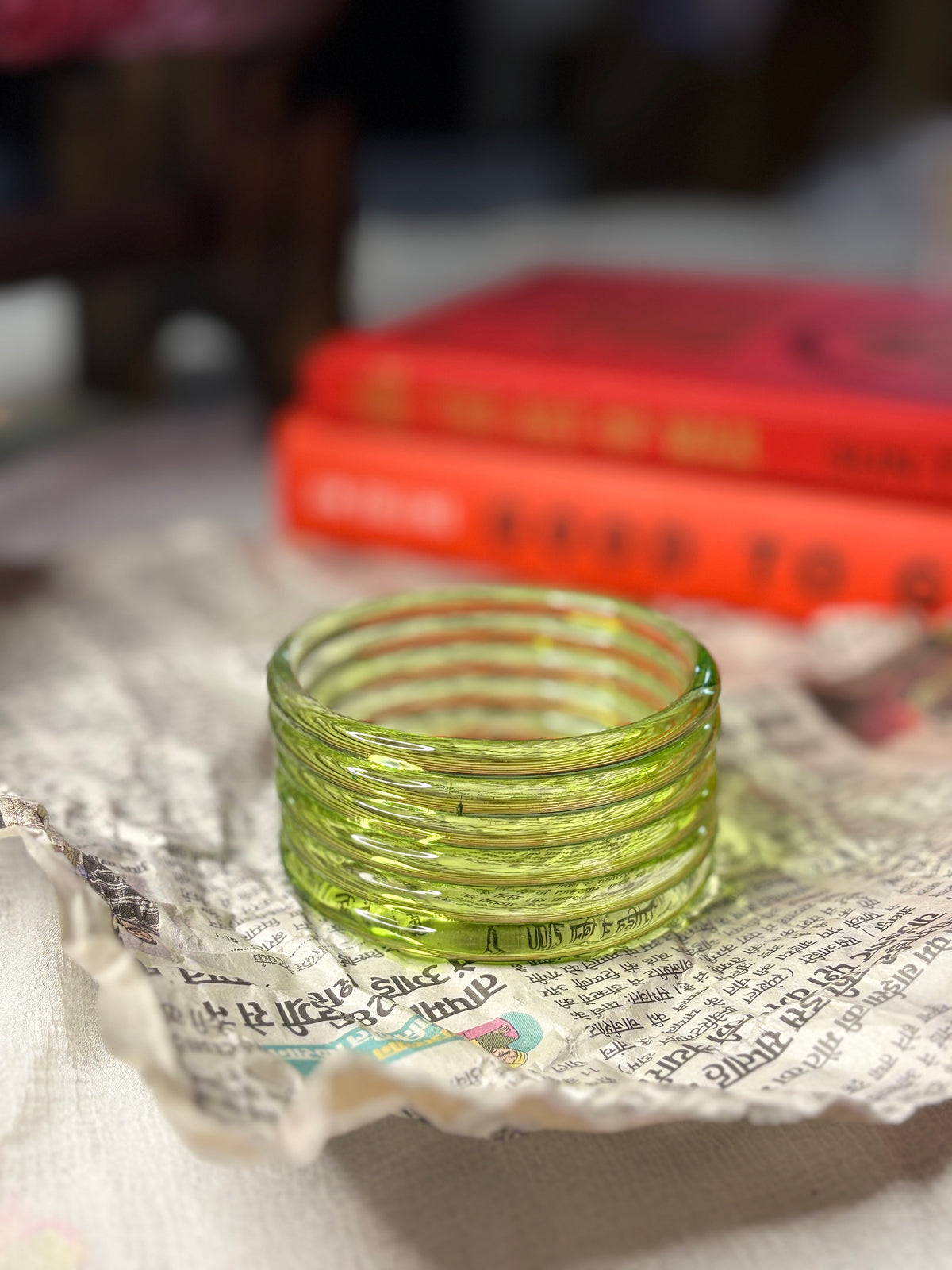 Light Green  6mm Jelly Glass Bangle Box of 4