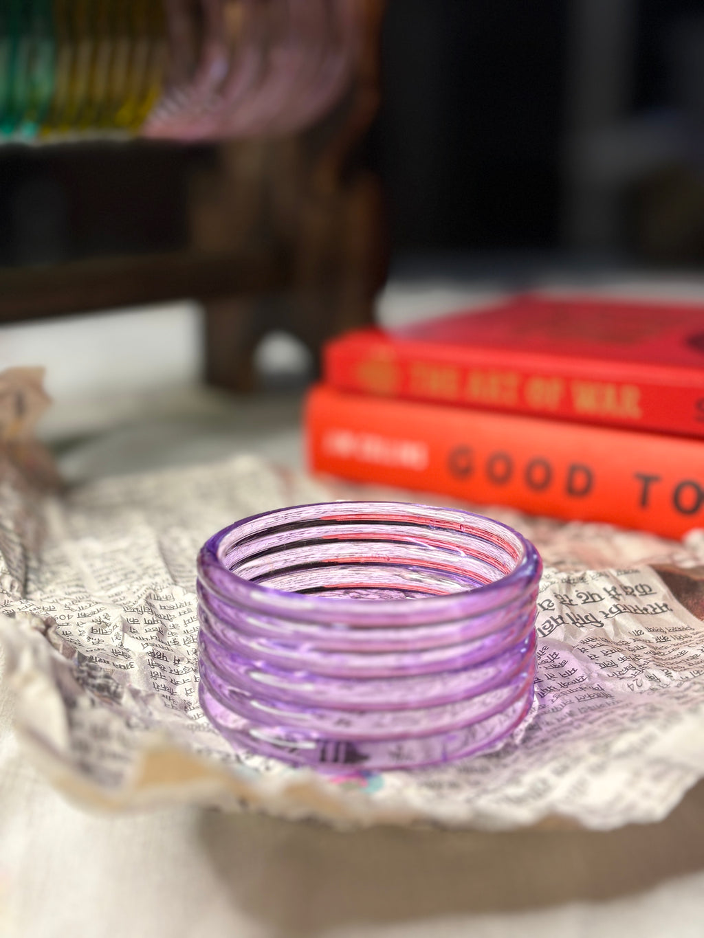 Lavender 6mm Jelly Glass Bangle Box of 4