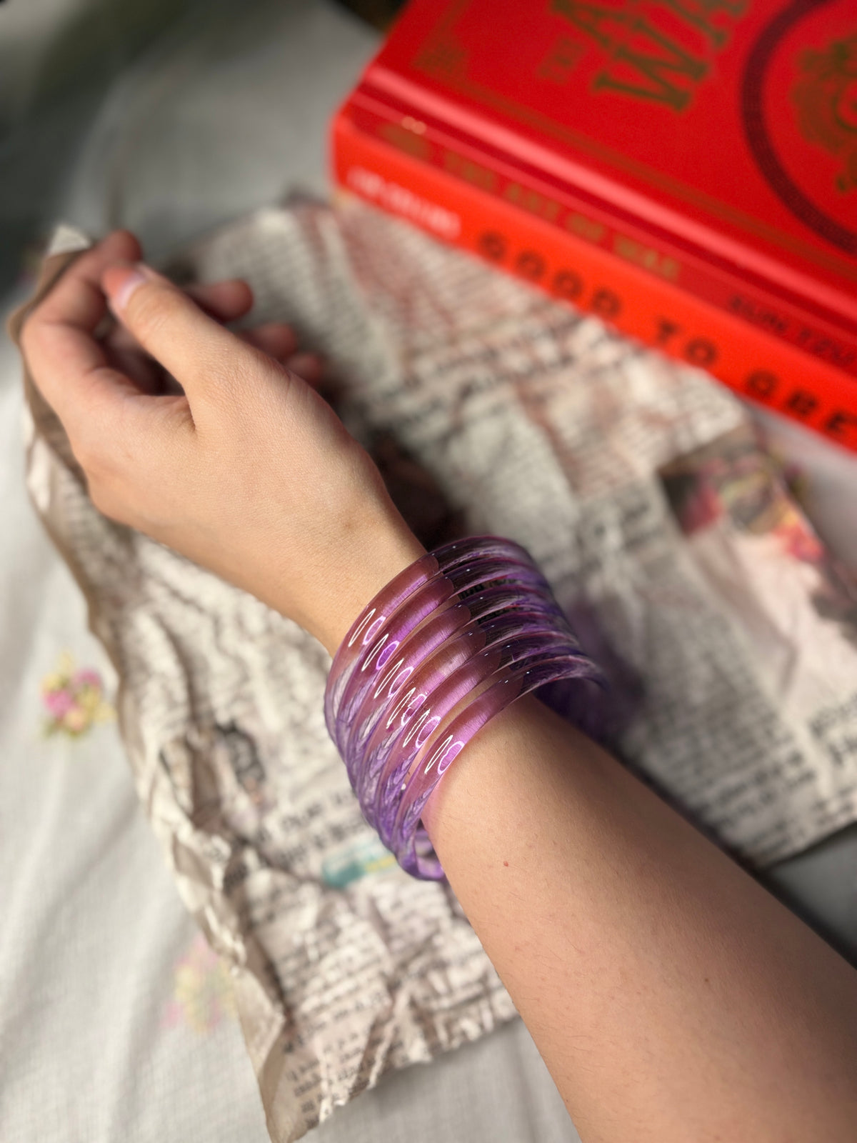 Lavender 6mm Jelly Glass Bangle Box of 4