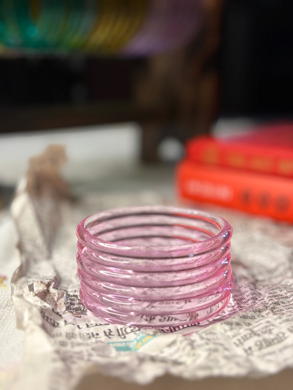 Light Pink 6mm Jelly Glass Bangle Box of 4